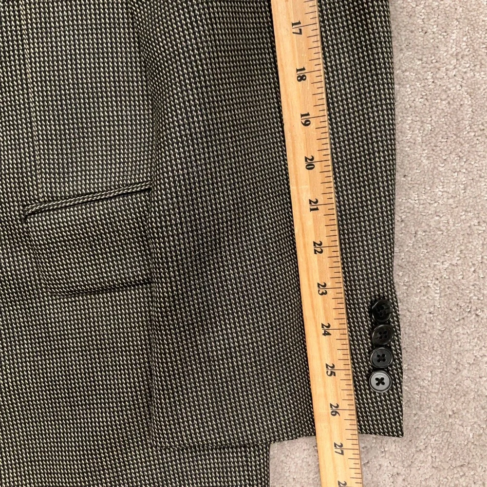 Joseph Abboud Blazer Mens 44L Tan Black Wool Micro-Houndstooth Corporate Classic